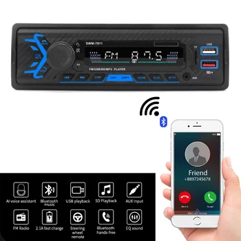 1-DIN z Glasovni Nadzor Auto Ura FM Avto Radio Večpredstavnostna Vodja Enote za Prostoročno uporabo Auto Stereo Bluetooth AUX Funkcijo SWM-7811/7812