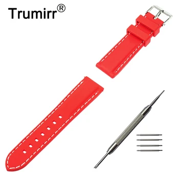 19 mm 20 mm 21 mm 22 mm Silikonske Gume Watchband Watch Universal Band Zapestnica Pas z Orodjem in Spomladi Bar Črno Rdeča
