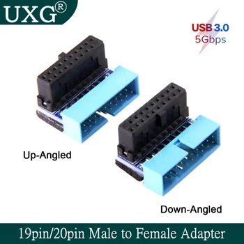 1PC 20pin USB 3.0 19pin Moški Ženski Podaljšanje Tok Navzgor, Navzdol pod Kotom 90 Stopinj Za Matično ploščo Mainboard 5Gbps