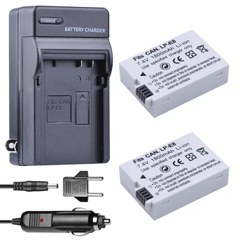 2x bateria LP-E8 baterija lp-e8 lpe8 +EU Adapter za Avto polnilnik za Canon EOS 550D 600D 650D 700D X4 X5 X6i X7i T2i T3i T4i T5i DSLR