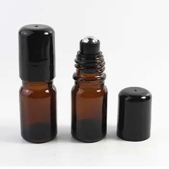 300pcs 5ml roll na steklenice za eterična olja roll-on ponovno napolniti stekleničke parfuma deodorant posode s črnim pokrovom