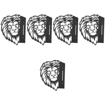 5pcs Kovinski Lion Stenski Dekor Prostem Lev Obliko Silhueto Kovinski Prostem Ograjo Viseči Okras