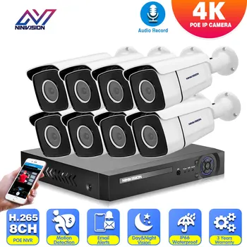 8CH 8MP Ultra HD POE Omrežja, Video nadzorni Sistem Z 8PCS 4K Varnostne Kamere CCTV Komplet Avdio Snemanje Podporo