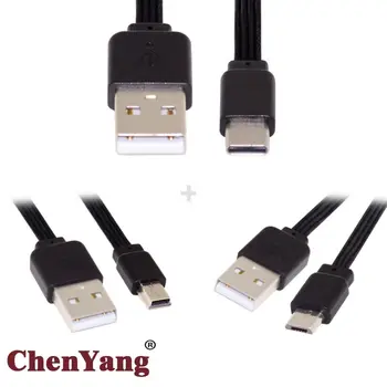 Chenyang 3pcs/veliko 13cm USB 2.0 Tip-A za Mini Micro USB Tip-C Moški Podatkov Ravno Slim FPC Kabel za FPV & Disk & Telefona