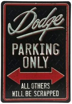 Dodge Parkiranje Le Temno Olajšave Tin Znak Odprti Cesti
