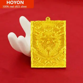 HOYON Modni trend zlato nakit nesramna retro moški obesek imitacije 24 K zlato dvojno zmaja obesek barve hrambe
