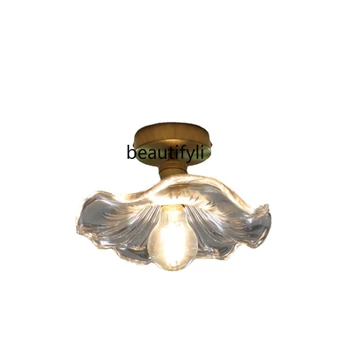 LBX Preprost Ameriški Stil, Baker Lotus Listov Stekla Oltarja Hodniku Luč francoski Retro Balkon Svetlobe