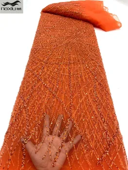 Madison Vroče Prodaje Afriške Ženina Čipke Tkanine 2022 Visoko Kakovostnega Tila Čipke Obleko Za Ženske Vezenje Sequins Čipke Neto Francoska Čipka