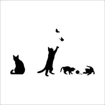 Mačka igra Metulji Stenske Nalepke Odstranljive Dekoracijo Nalepke za Spalnico, Kuhinjo, dnevno Sobo, Stene