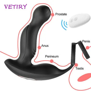 Moški Prostate Masaža Vibrator Butt Analni Silikonski Čep Massager Stimulator Obroč Vibrator Zamudo Izliv Adult Sex Igrača za Moške