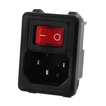 Rdeča On/Off Rocker Switch 3 Zatiči IEC320 C14 Vstopu Moški Vtič v električno Vtičnico 250V 10A