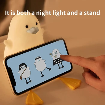 Srčkan Živali Raca LED Nočna Lučka za Nordijsko Srčkan Lepa Risanka Noč Lahkega Silikona Soft Touch Senzor Dojenček, Otrok, Doma Dekor Stalnica