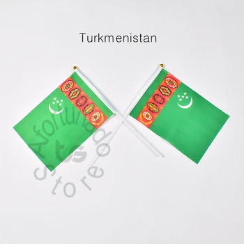 Turkmenistan 14*21 cm zastava Banner pomahal z roko Nacionalne zastave Doma Dekoracijo zastava banner