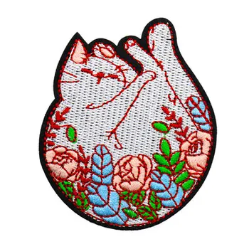 Ustvarjalne Velik Cvet mačka Sequins Sew-na Vezenega Obliž Cvetlični Motiv Aplicirano Krpo železo na se lahko meri s vaš logotip