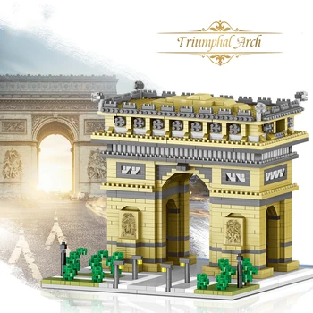 VEDEL ZGRAJENA Loka Triomphe Mikro Mini Blok Gradnik za Odrasle Arhitekture Igrača Big Ben Louvre Eifflov Stolp Beli Hiši Opeke