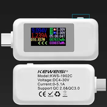 10 V 1 DC Tip-C USB Tester Trenutno 4-30V Napetosti, Merilnik Časa Ampermeter Digitalni Merilnik Cut-off Indikator Napajanja Banka Polnilnik