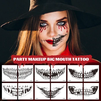 10pcs Halloween Začasne Tetovaže Nepremočljiva Strašno Usta, Obraz Tattoo Nalepke Brez Vonja, Primeren Za Dressup Strank