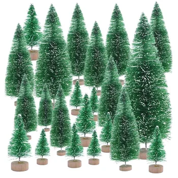 12pcs Mini DIY Božično Drevo Sisal Svile Cedre namizna Dekoracija Zlato Mini Pines Okna Okraski za Božično Dekoracijo