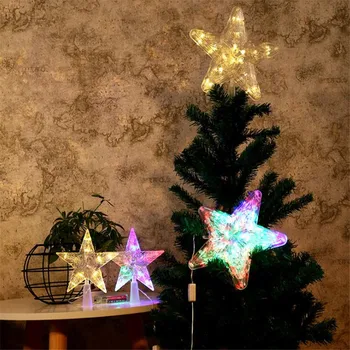 1PCS 22 CM Star Oblikovan Žarnice Božično Drevo Top Luči Božič Dekoracijo Počitnice Razsvetljava 100-240V/EU Plug