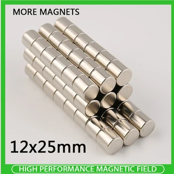 1~20PCS 12x25mm Super Močan Močan Magnetni Magneti 12 mm x 25 mm Stalno N35 Neodymium Magneti Majhne Okrogle Magnet 12*25 mm