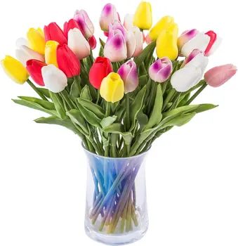 30pcs Umetno Tulipani Cvetje Pravi Dotik Pisanih Holland PU Tulipanov Šopek iz Lateksa Cvetje za Poroko Doma Dekoracijo