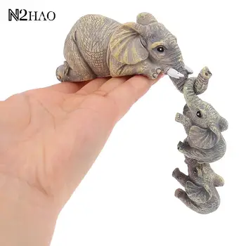 3pcs/set Luštna Slona Figurice Slon Holding Baby Slon Smolo Obrti Doma Oprema Vrt Darilo Ornament