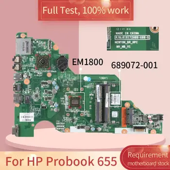689072-001 Za HP Probook 655 010172W00 689072-501 EM1800 DDR3 za Prenosnik motherboard Mainboard celoten test 100% dela