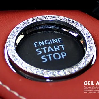 Avto Dodatki,Kristalno Motor Avtomobila Start Stop Ključ za Vžig Obroč Za Volkswagen POLO Tiguan Passat, Golf EOS Scirocco