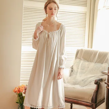 Bela Nightgown Sleepwear Gospa Pomlad Jesen Dolg Rokav Nightdress Svoboden Ženske Princesa Nightgowns Udobno