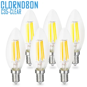CLORNDSON možnost zatemnitve 2-8Watts Led Sveče E14/E12 Letnik Edison Retro110V 220V Žarnice z Žarilno nitko Žarnice Za Lestenec Razsvetljavo