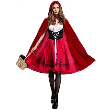 Cosplay Halloween Rdeča kapica Kostum za Odrasle Cosplay Stranka Obleko obleka, Rdeča kapica nočni klub Queen Obleko