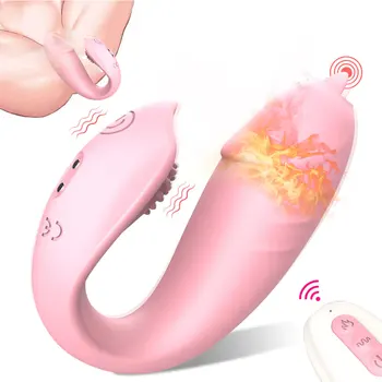 Daljinsko Nosljivi Vibrator Sex Igrače za Ženske Nekaj Jezik Lizanje Klitoris Stimulator Ogrevanje, U Oblike, Dildo, Vibrator