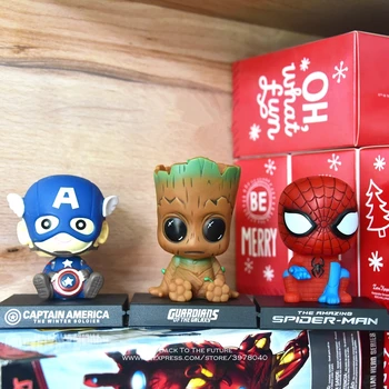Disney Marvel Avengers Spider Man Groot Captain America 11 cm Dejanje Slika Držo Anime Zbirka Figur Igrače model otroke