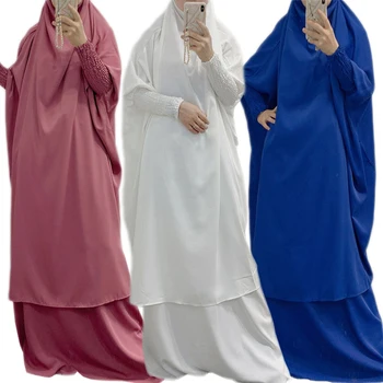 Dva-Delni Set Muslimanske Ženske Molitev Oblačilo Obleko, Hidžab Dolgo Khimar Abaya Jilbab Obleko Ramadana Krilo Abayas Islamska Oblačila Niqab