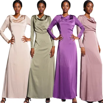 Eid Ramadana Saten Abaya Femme Musulmane Dubaj Turčija Tam Kaftan Caftan Muslimanske Ženske Maxi Stranka Obleko Obleke Islamske Jalabiya Arabski Robe