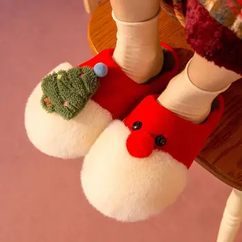 Elegantna Božič copate Elk bombaž doma dekle kožo lepo vzglavnik potisnite spalnica žensk plišastih čevlji ženske zimske copate