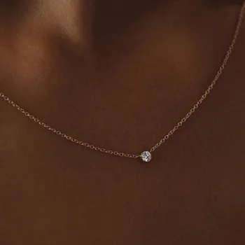 Enotni diamon ca kamen ogrlica za ženske iz nerjavečega jekla poslastica ogrlica minimalističen nakit ne tamnjeti nakit