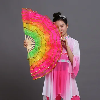 Festival Plesa Fan Kitajski Slog Yangko Dvojni Obraz Zložljiva ročni Ventilator Novost 6-plast Preja Fan Stopnji Uspešnosti Rekviziti