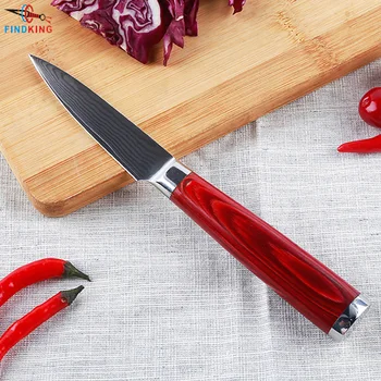 FINDKING 3,5-palčni damask odrezanje nož vrhunske kakovosti kuhinjski noži leseni Ročaj damask jekla sadje nož Darila za odrasli