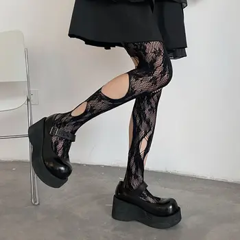 Japonski Letnik JK Očesa Lolita Votlih Iz Čipke Seksi Pantyhose Rose Vzorec Ženske hlačne Nogavice