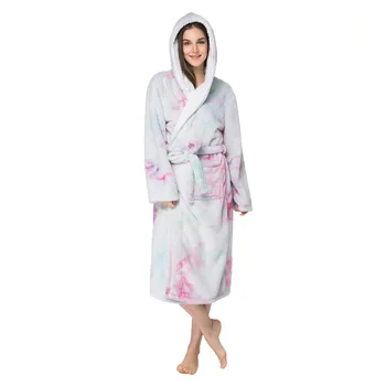 Moda Nov dvostranski Tie-dye Nightgown za Moške in Ženske Zgosti Doma Toplo kopalni Plašči Shu Bombaž Žametno Mehko kopalni plašč
