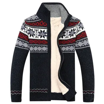 Moški Žamet Sweatercoat Zimski vzorec slog Volne Jopico Moški Priložnostne Zgostitev Toplo flis Jopica za Človeka Hombre velikost S-3XL