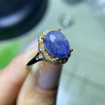 Nakit joyas feminina Modra niti kamna za kristalno obroči naravna akvamarin ljubezen obroč S925 dvo barvni nastavitvi Prst zank