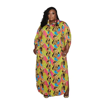 Nov Slog Classic Design Afriške Ženske Oblačila Abaya Eleganten Modni Stretch Bluzo Plus-Size Print Dolgo Obleko 5XL