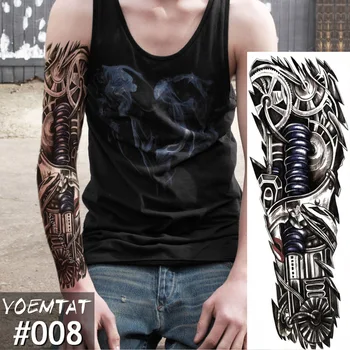 Novo 1 Kos Začasni Tattoo Nalepke Mehanske Zasnove, Poln Cvet Tatoo Z Roko Body Art Velika Velika Ponaredek Tattoo Nalepka