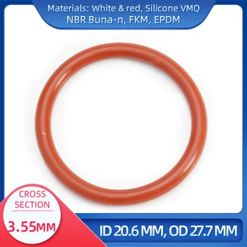 O Ring CS 3.55 mm ID za 20,6 mm OD 27.7 mm Material, S Silikonsko VMQ NBR FKM EPDM ORing Pečat Gask