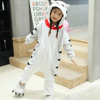 Otroci Fant Dekle Chis Mačka Sweet Home Kostum Kigurumi Cartoon Živali Halloween Fancy Otrok, Cosplay Obleko Pajama