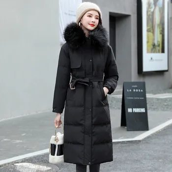 Padded jakna ženske jeseni in pozimi 2021 korejska različica z dolgo krzno ovratnik plus velikost debel oblazinjeni suknjič slim