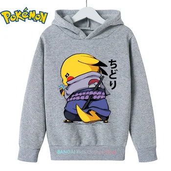 Pokemon Serije Pikachu Hooides Fantje, Dekleta Obleke Moda Priložnostne Dolg Rokav Otroci Cosplay Kawaii Sweatshirts 4-14Y