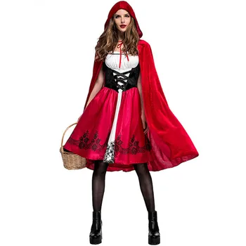 Pravljice Rdeča kapica Kostum za Ženske Rdeča Kapa Plašč za Odrasle Anime Cosplay Cape Oblačila 2017 Halloween Party Dress